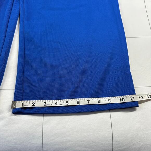 Halara Pants Womens Small Blue Cobalt High Waisted Plicated Waffle Wide Leg Flex - Picture 10 of 10